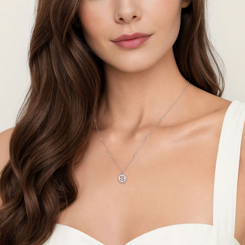 925 Sterling Silver Bujukan Initial S Medallion Pendant Necklace