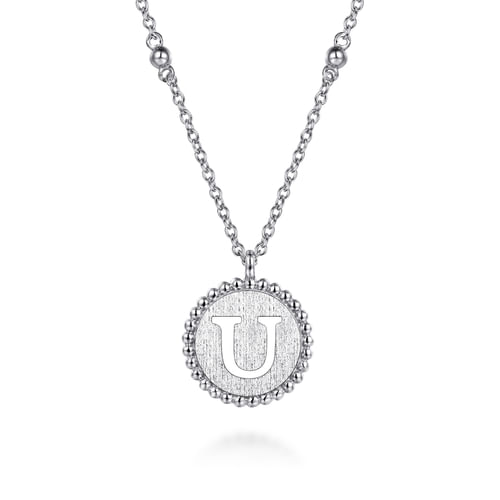 925 Sterling Silver Bujukan Initial U Medallion Pendant Necklace