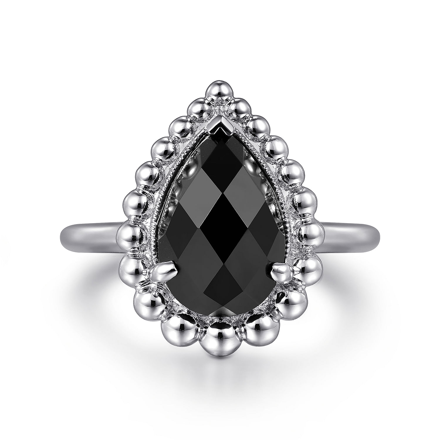 925 Sterling Silver Bujukan Pear Shape Onyx Lady's Ring 