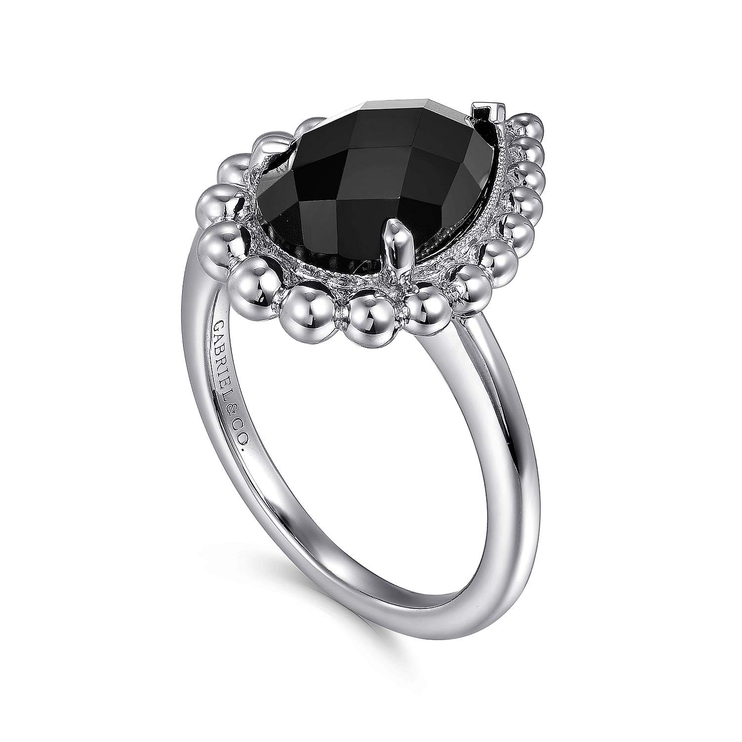 925 Sterling Silver Bujukan Pear Shape Onyx Lady's Ring 