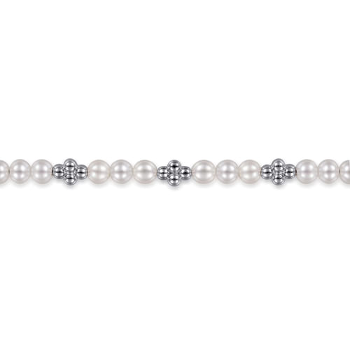 925 Sterling Silver Bujukan Pearl Station Bracelet