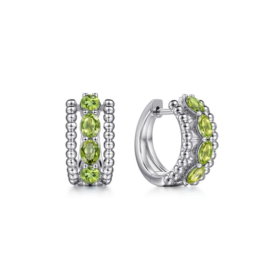 Gabriel - 925 Sterling Silver Bujukan Peridot Huggie Earrings