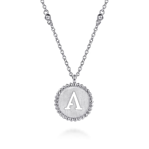 925 Sterling Silver Bujukan Punch out Initial A Medallion Pendant Necklace
