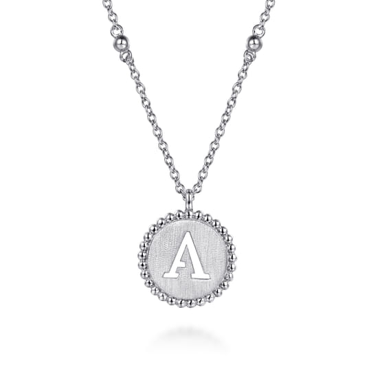 925 Sterling Silver Bujukan Punch out Initial A Medallion Pendant Necklace