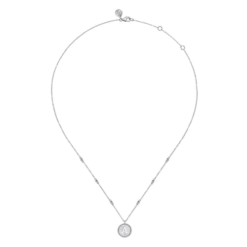 925 Sterling Silver Bujukan Punch out Initial A Medallion Pendant Necklace