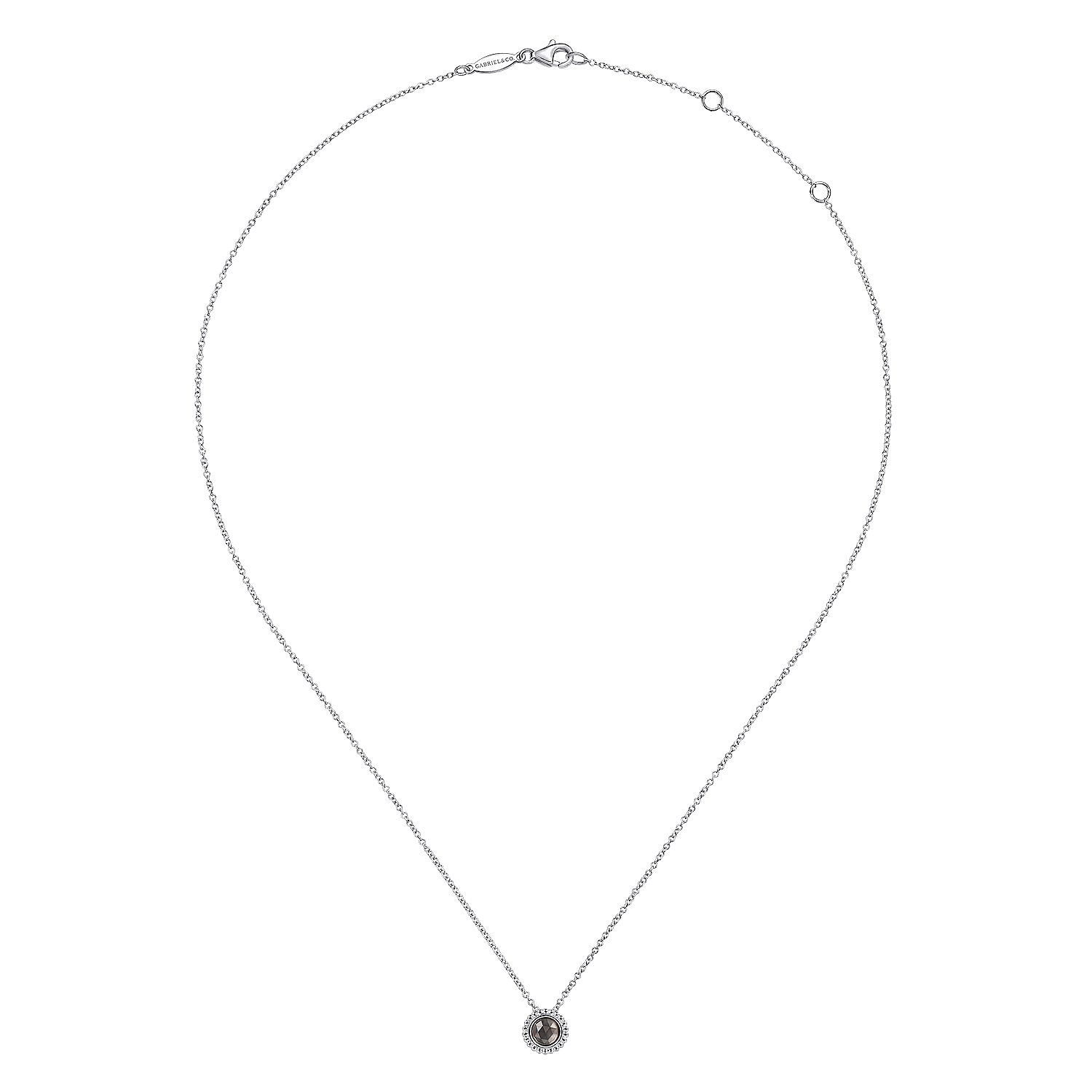 925 Sterling Silver Bujukan Rock Crystal& Black MOP Pendant Necklace