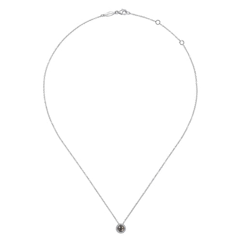 925 Sterling Silver Bujukan Rock Crystal& Black MOP Pendant Necklace