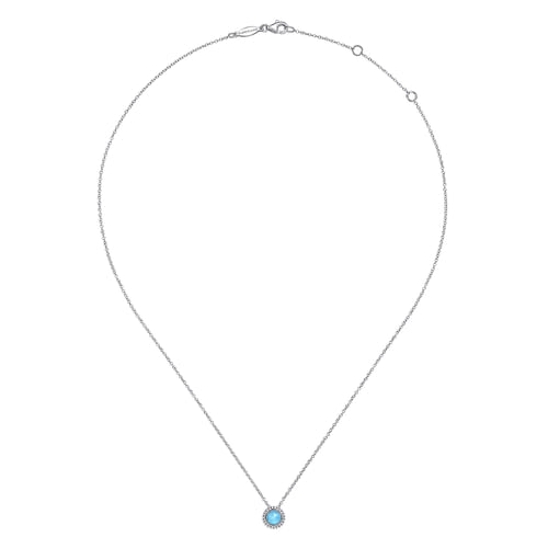 925 Sterling Silver Bujukan Rock Crystal and Turquoise Pendant Necklace