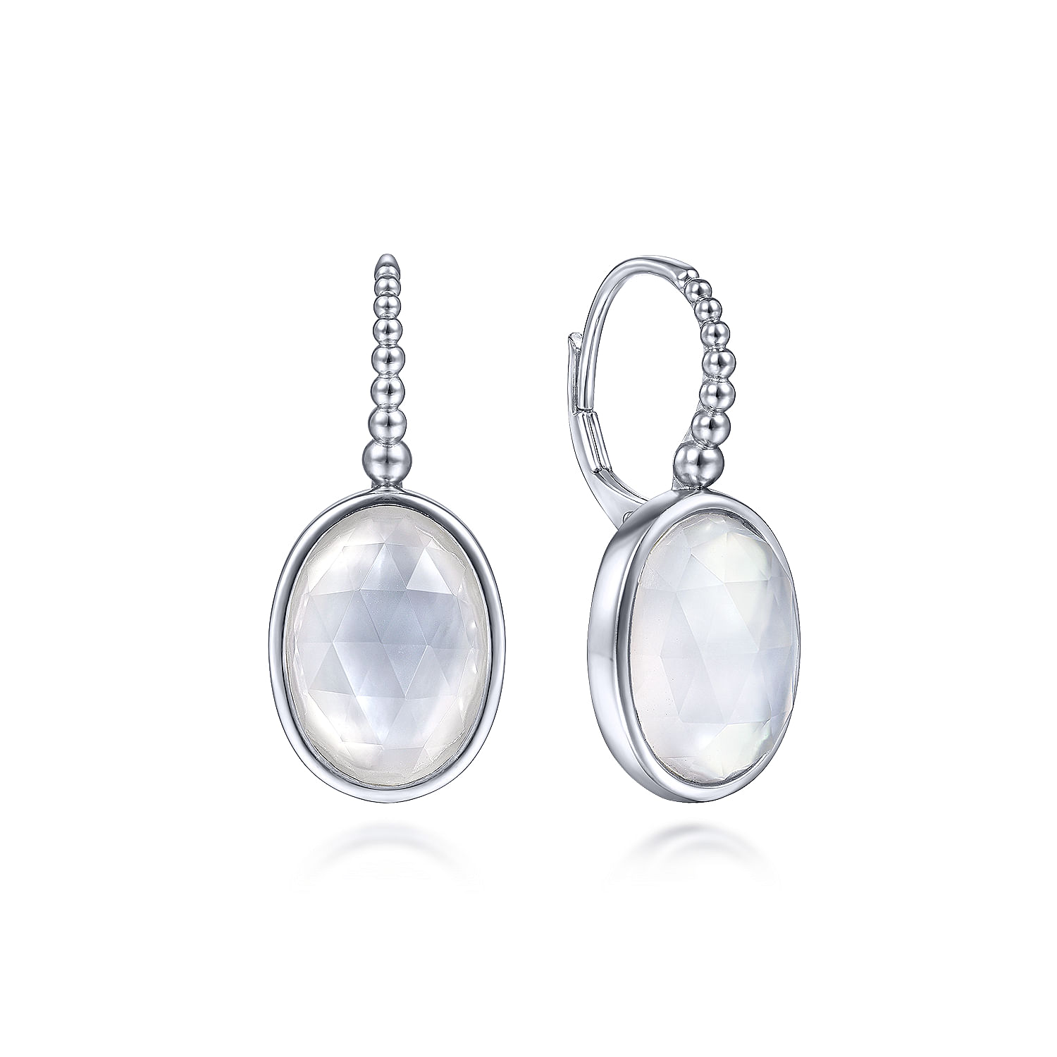 Gabriel - 925 Sterling Silver Bujukan Rock Crystal and White MOP Drop Earrings
