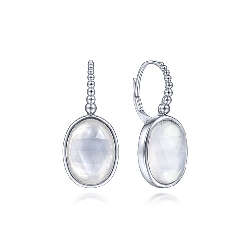 925 Sterling Silver Bujukan Rock Crystal and White MOP Drop Earrings