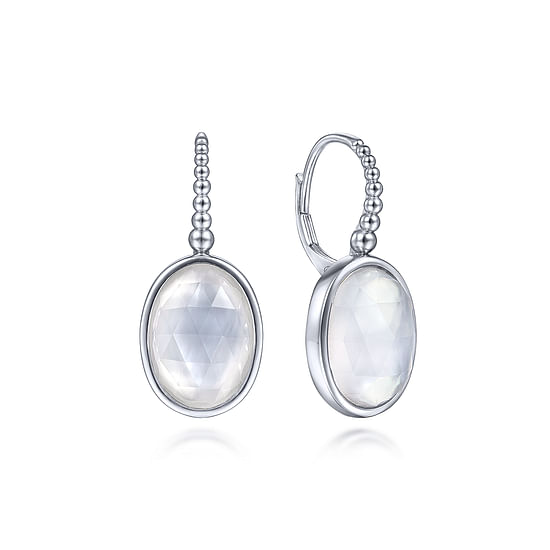 Gabriel - 925 Sterling Silver Bujukan Rock Crystal and White MOP Drop Earrings