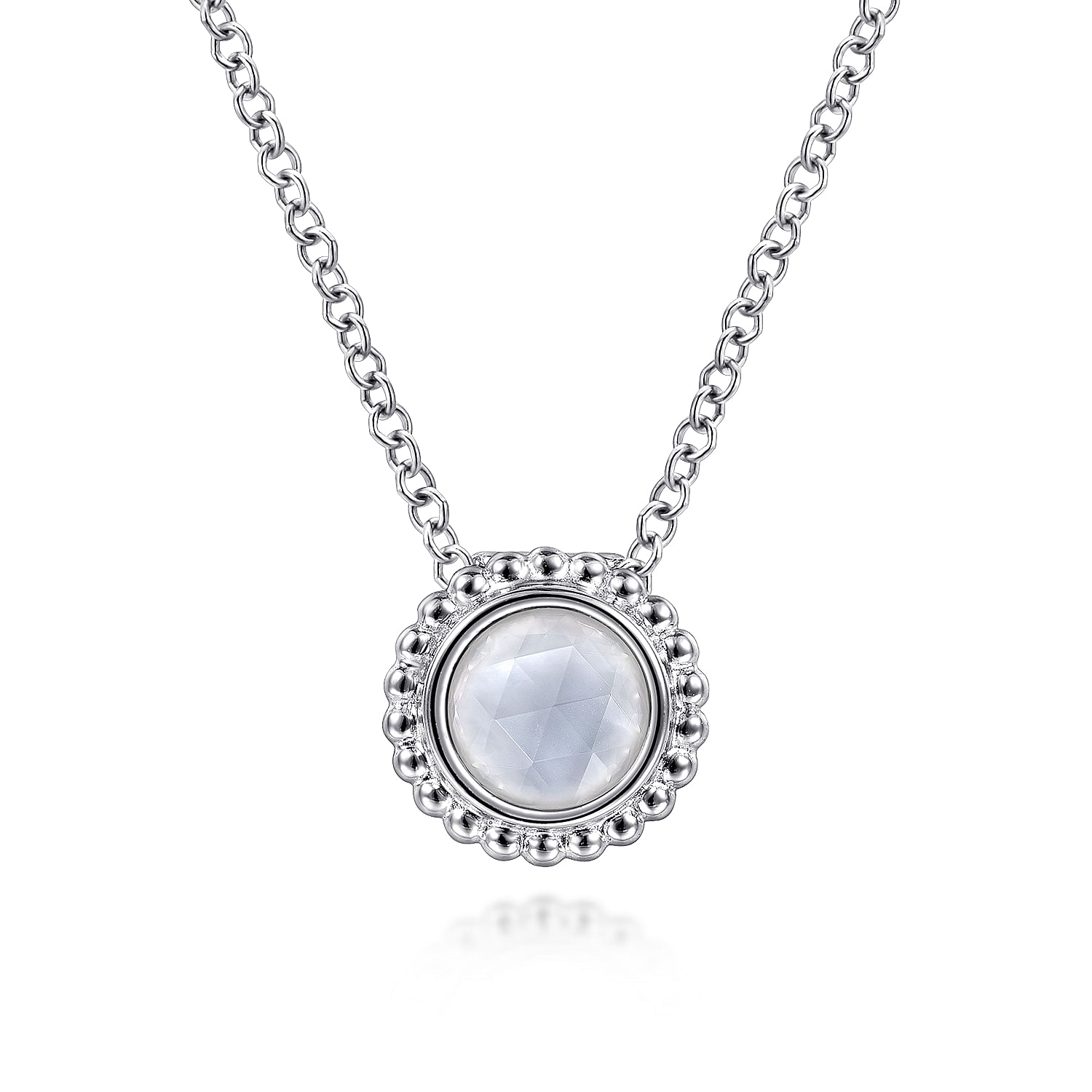 Gabriel - 925 Sterling Silver Bujukan Rock Crystal&White MOP Pendant Necklace