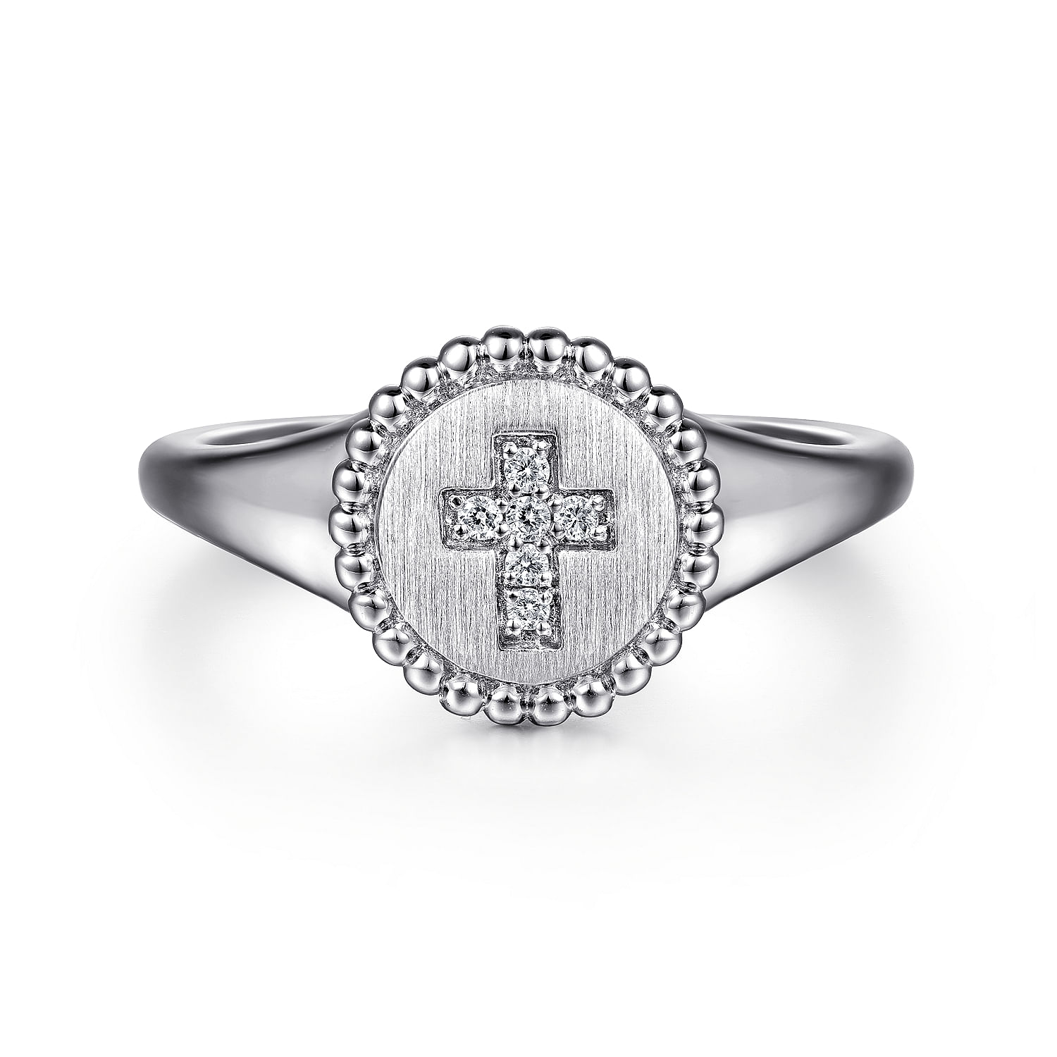 Gabriel - 925 Sterling Silver Bujukan Signet Ring with Diamond Cross