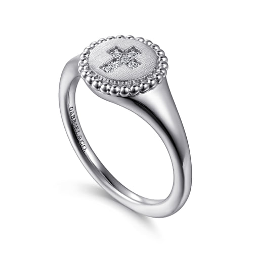 925 Sterling Silver Bujukan Signet Ring with Diamond Cross
