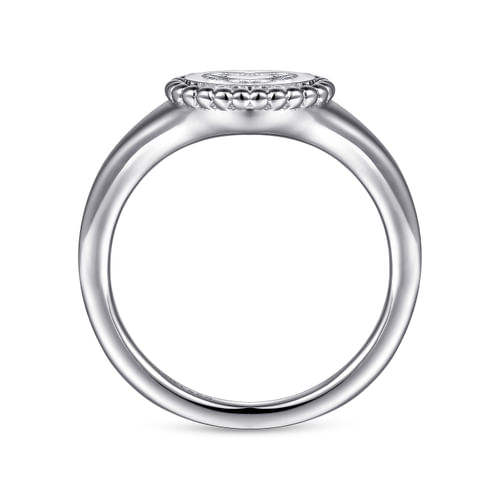 925 Sterling Silver Bujukan Signet Ring with Diamond Heart