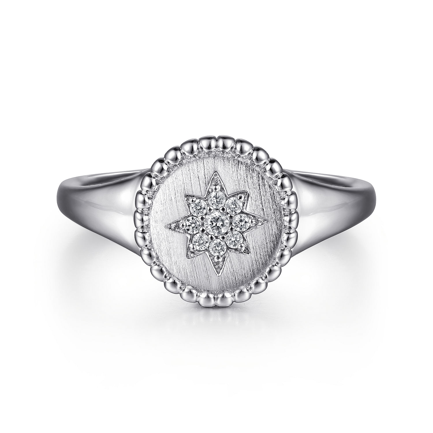 925 Sterling Silver Bujukan Signet Ring with Diamond Star