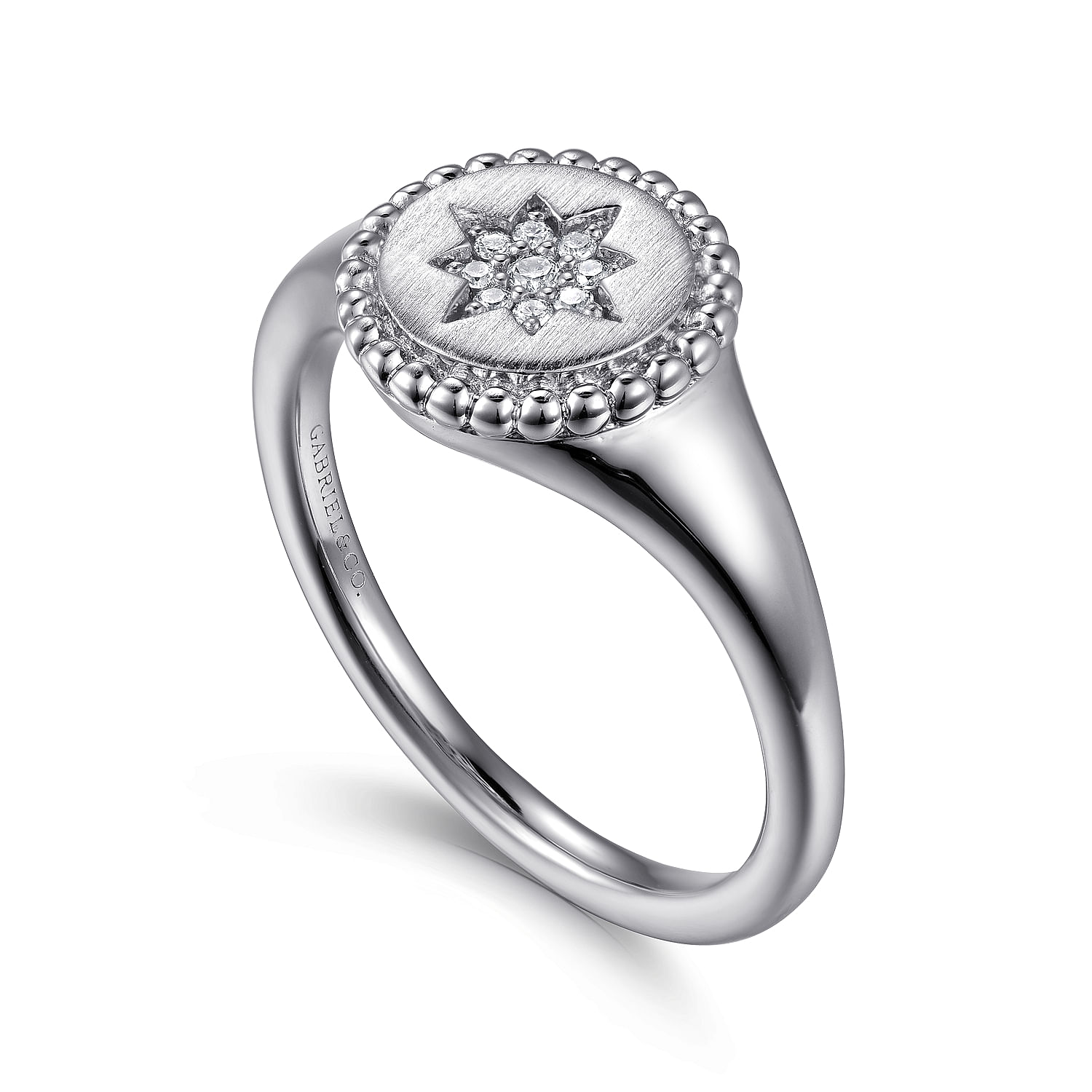 925 Sterling Silver Bujukan Signet Ring with Diamond Star