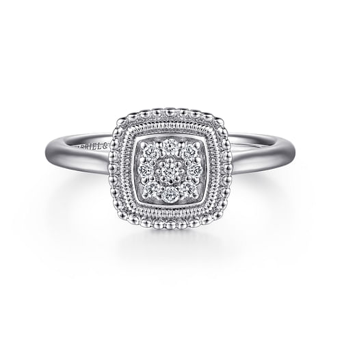 925 Sterling Silver Bujukan Square Diamond Ring