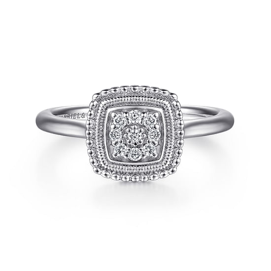 Gabriel - 925 Sterling Silver Bujukan Square Diamond Ring