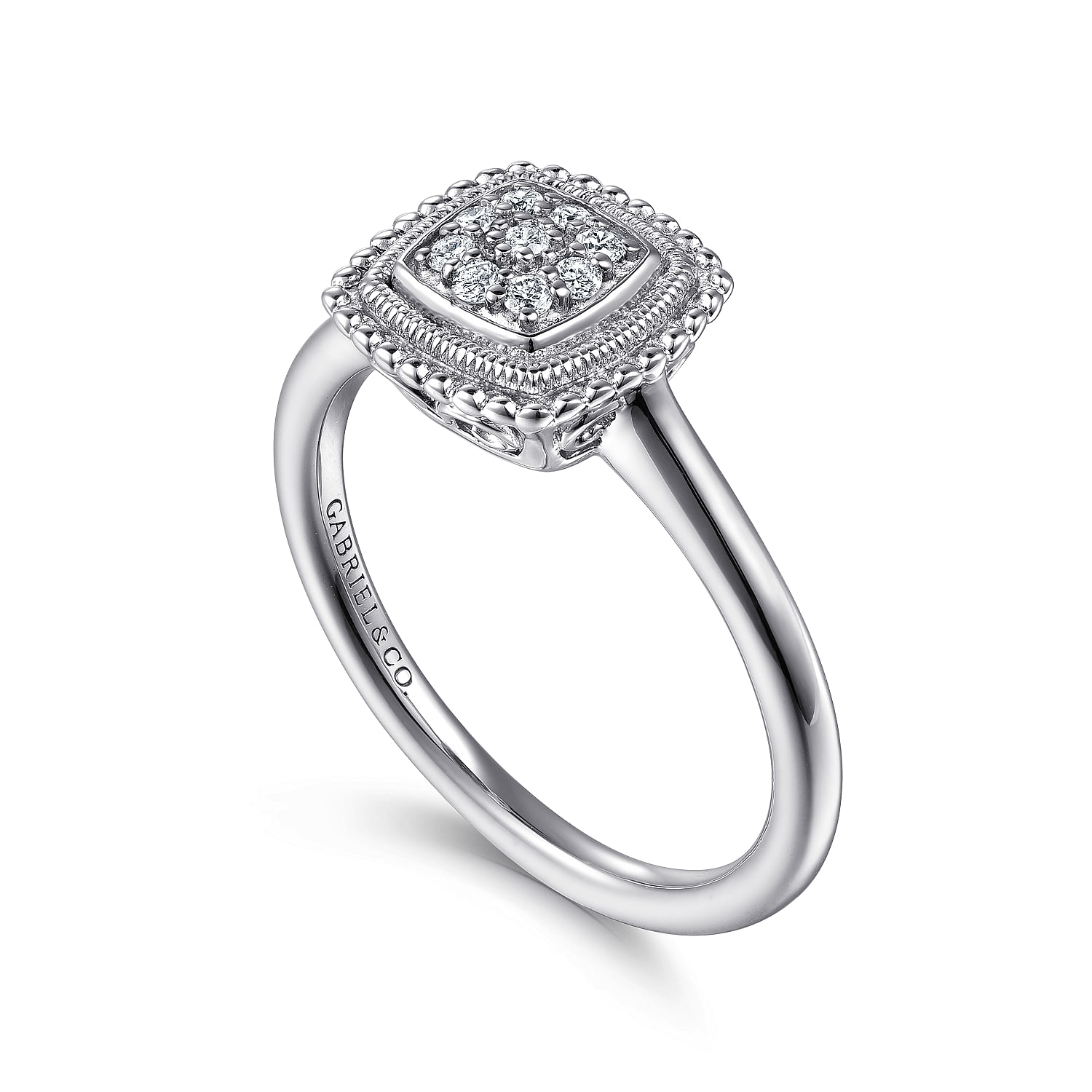 925 Sterling Silver Bujukan Square Diamond Ring