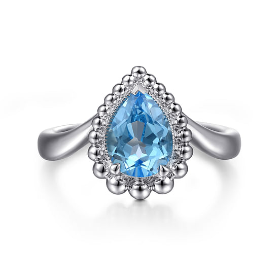 Gabriel - 925 Sterling Silver Bujukan Swiss Blue Topaz Chevron Ring