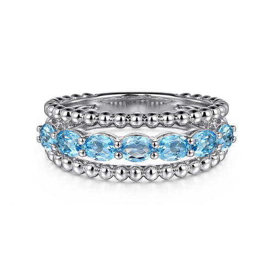 Gabriel - 925 Sterling Silver Bujukan Swiss Blue Topaz Easy Stackable Ring