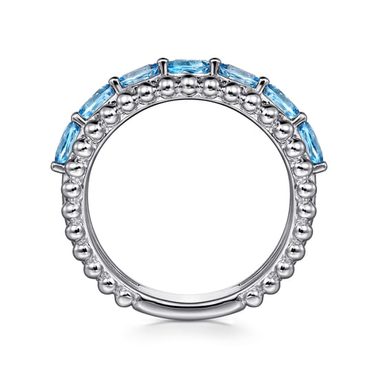 925 Sterling Silver Bujukan Swiss Blue Topaz Easy Stackable Ring angle 2