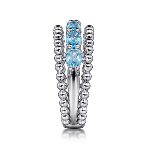 925 Sterling Silver Bujukan Swiss Blue Topaz Easy Stackable Ring