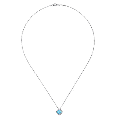 925 Sterling Silver Bujukan Swiss Blue Topaz Pendant Necklace