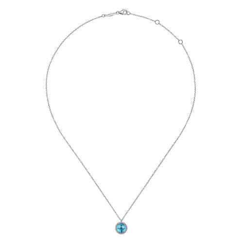 925 Sterling Silver Bujukan Swiss Blue Topaz Pendant Necklace