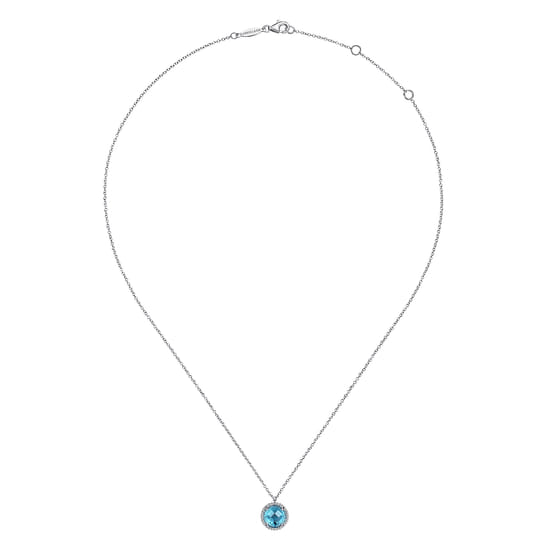 925 Sterling Silver Bujukan Swiss Blue Topaz Pendant Necklace angle 2