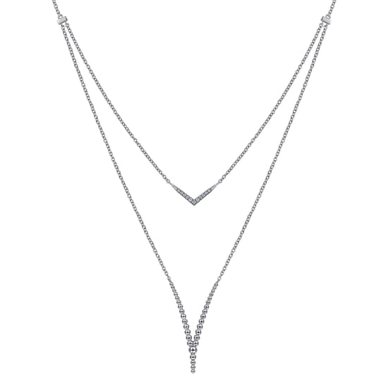 925 Sterling Silver Bujukan White Sapphire Chevron Necklace angle 2