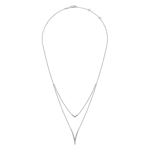 925 Sterling Silver Bujukan White Sapphire Chevron Necklace