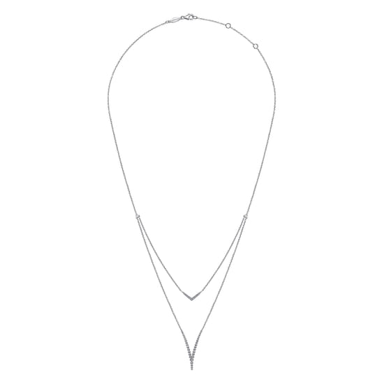 925 Sterling Silver Bujukan White Sapphire Chevron Necklace angle 3