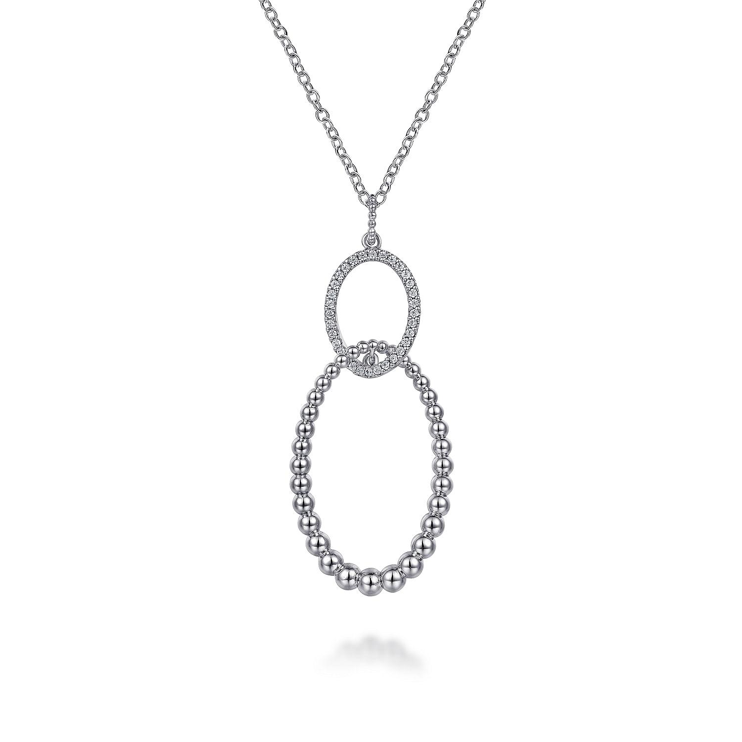 925 Sterling Silver Bujukan White Sapphire Circle Pendant Necklace