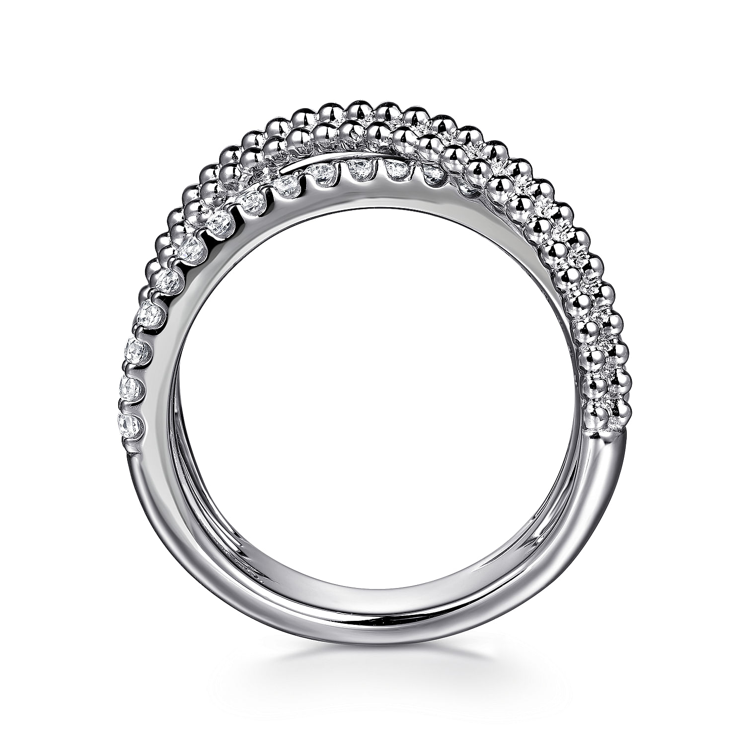 925 Sterling Silver Bujukan White Sapphire Criss Cross Ring