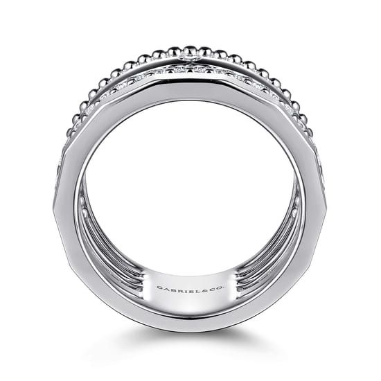 925 Sterling Silver Bujukan White Sapphire Easy Stackable Ring angle 2 925 Sterling Silver Bujukan White Sapphire Easy Stackable Ring angle 2