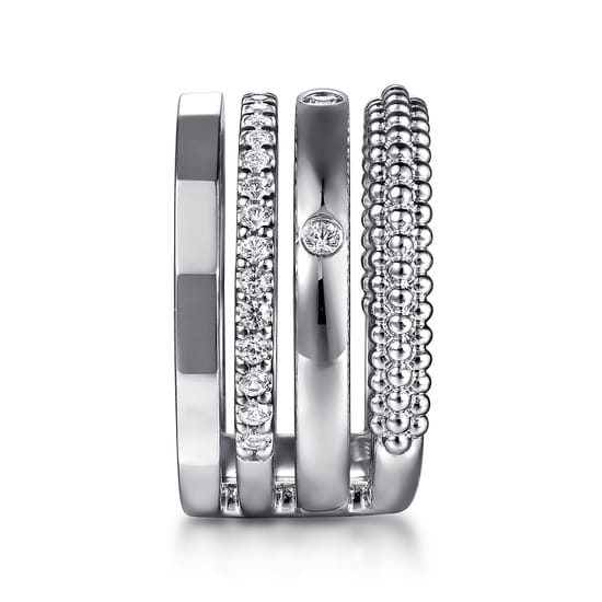 925 Sterling Silver Bujukan White Sapphire Easy Stackable Ring angle 4 925 Sterling Silver Bujukan White Sapphire Easy Stackable Ring angle 4