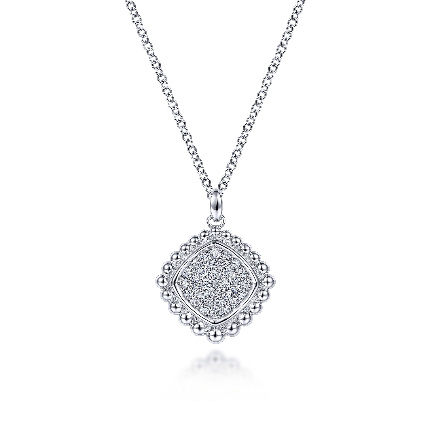 925 Sterling Silver Bujukan White Sapphire Pavé Pendant Necklace
