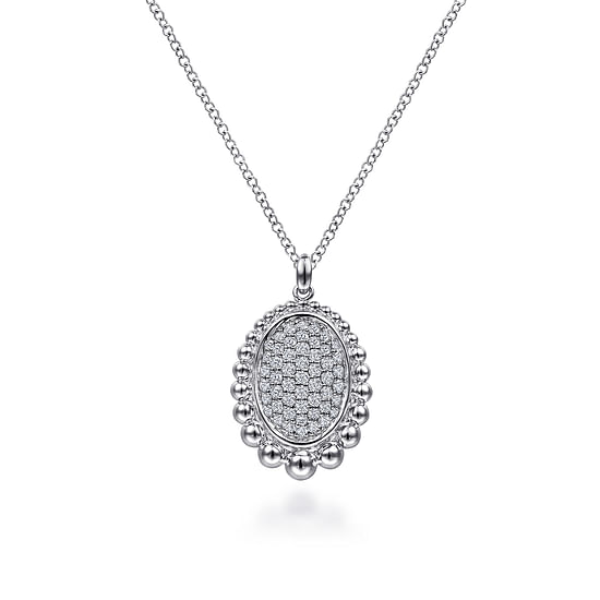 Gabriel - 925 Sterling Silver Bujukan White Sapphire Pavé Pendant Necklace