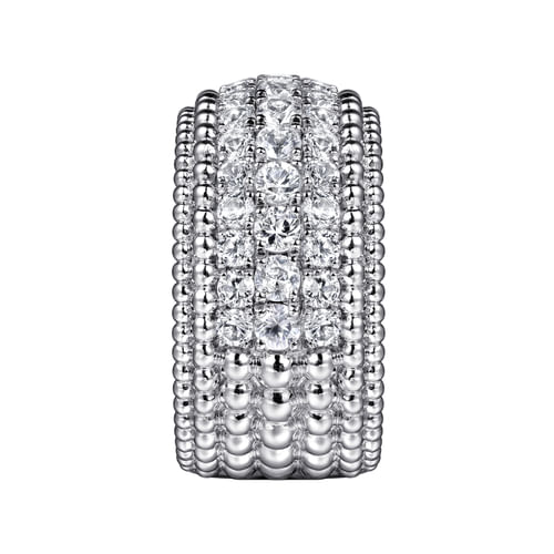 925 Sterling Silver Bujukan White Sapphire Wide Band Ring