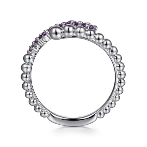 925 Sterling Silver Bujukan and Amethyst Bypass Ring