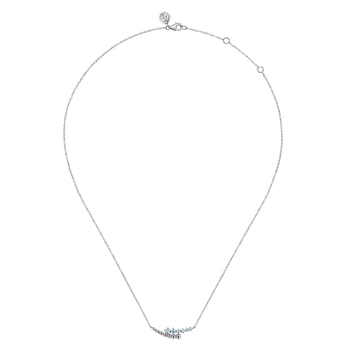 925 Sterling Silver Bujukan and Aquamarine Bypass Bar Necklace 925 Sterling Silver Bujukan and Aquamarine Bypass Bar Necklace