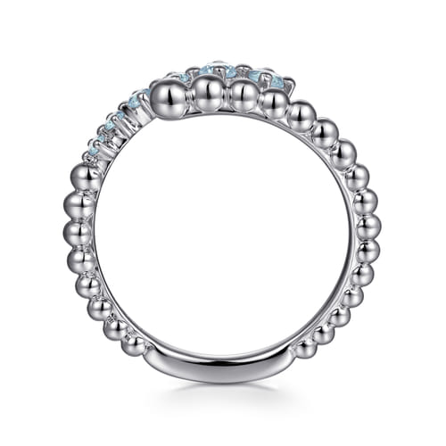 925 Sterling Silver Bujukan and Aquamarine Bypass Ring 925 Sterling Silver Bujukan and Aquamarine Bypass Ring