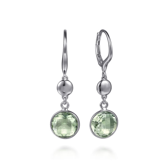 Gabriel - 925 Sterling Silver Bujukan and Bezel Green Amethyst Drop Earrings