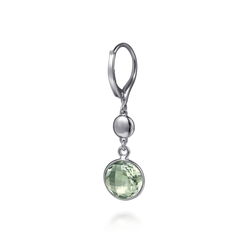 925 Sterling Silver Bujukan and Bezel Green Amethyst Drop Earrings