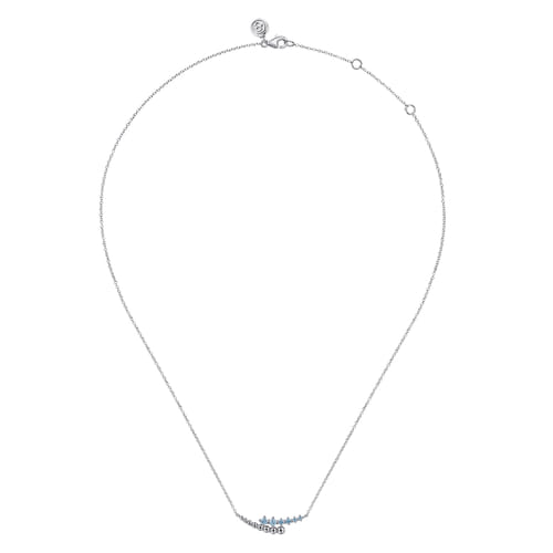925 Sterling Silver Bujukan and Blue Topaz Bypass Bar Necklace