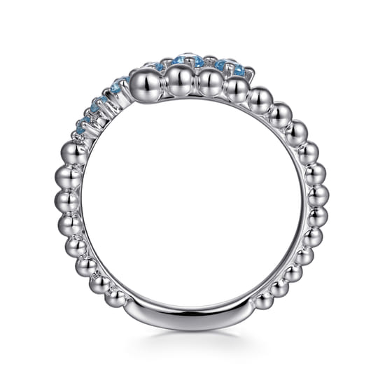 925 Sterling Silver Bujukan and Blue Topaz Bypass Ring angle 2