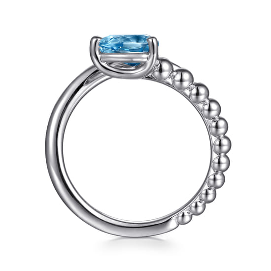 925 Sterling Silver Bujukan and Blue Topaz Bypass Ring angle 2