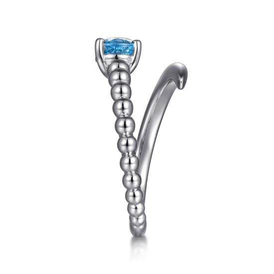 925 Sterling Silver Bujukan and Blue Topaz Bypass Ring angle 4
